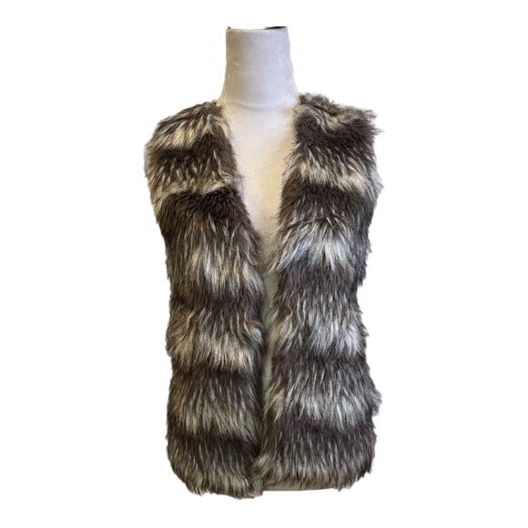 New directions Faux Fur  and Knit  Preppy  Vegan   Gray Vest‎ Size S - Picture 1 of 8